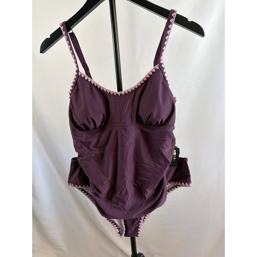 Cupshe Womens Plum Purple Crochet Trim Ruched Tankini Set CAA12D4K17SYY L
